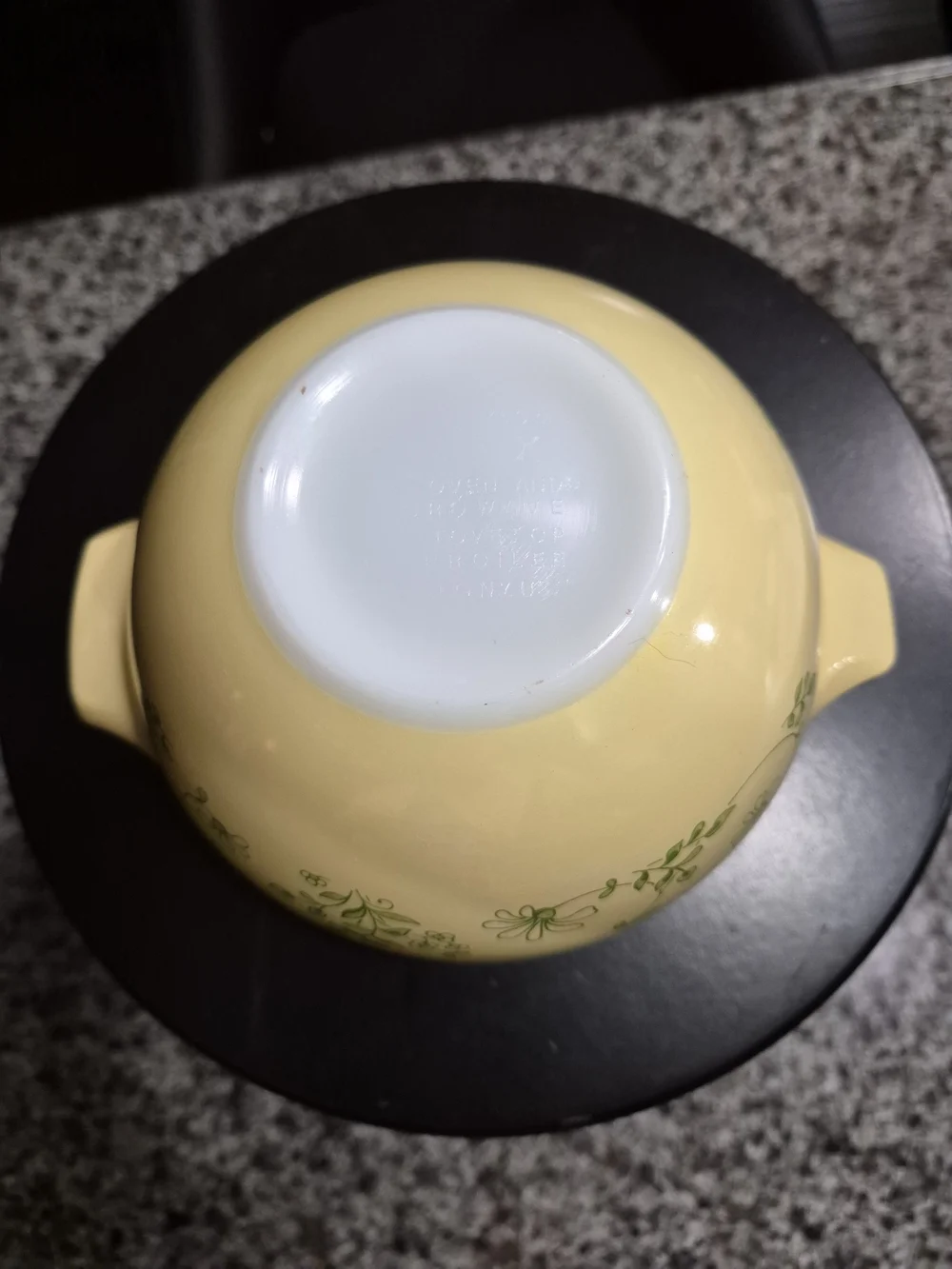 Cream Ceramic Nesting Mixing Bowls with Green Floral Print
